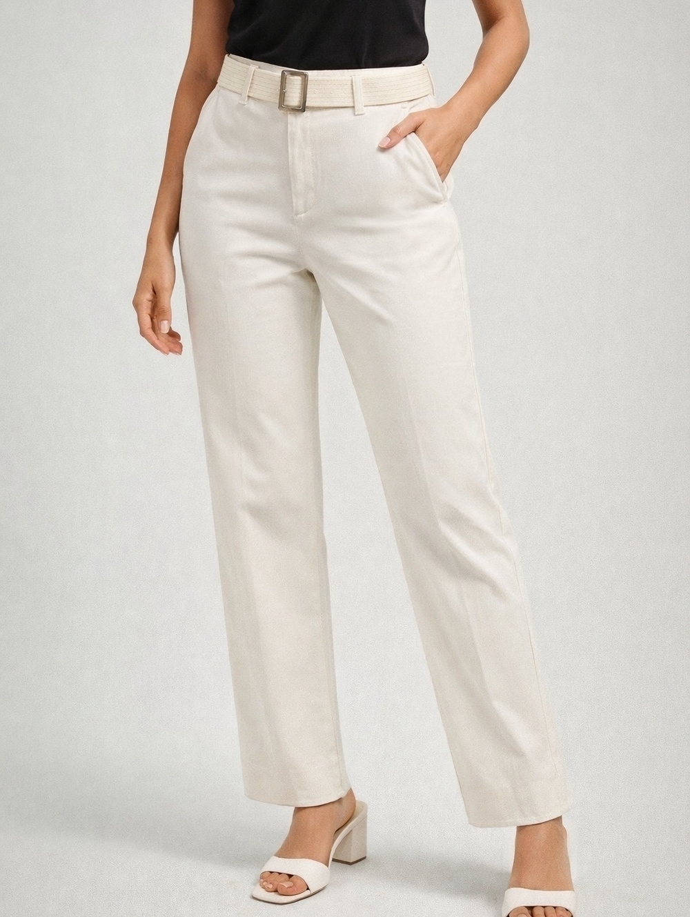 EDDIE BEUER Chic Cream Wide Leg Women's Pants Beige Size 14 NWT.